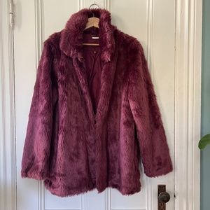 Jou Jou Faux Fur Coat, Purple / Mauve, Size XL